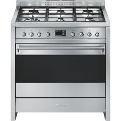 Smeg A1-9 90cm Opera Dual Fuel Range Cooker, Stainless Steel