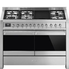 Smeg A4-81 120cm Opera Dual Fuel Range Cooker, Stainless Steel
