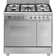 Smeg CC92MX9 90cm Double Cavity Dual Fuel Range Cooker, Stainless Steel