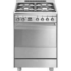 Smeg SUK61PX8 60cm Concert Dual Fuel Cooker, Stainless Steel