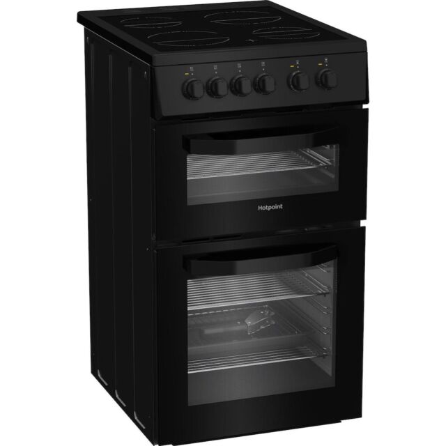 Hotpoint HTE5VCB Freestanding 50cm Electric Cooker with Ceramic Hob - Black