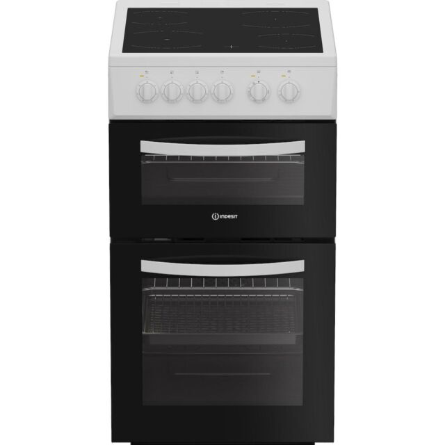 Indesit ITE5VMW Freestanding 50cm Electric Cooker with Ceramic Hob