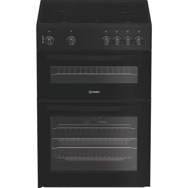 Indesit IDE6VMB 60cm Electric Cooker with Ceramic Hob - Black