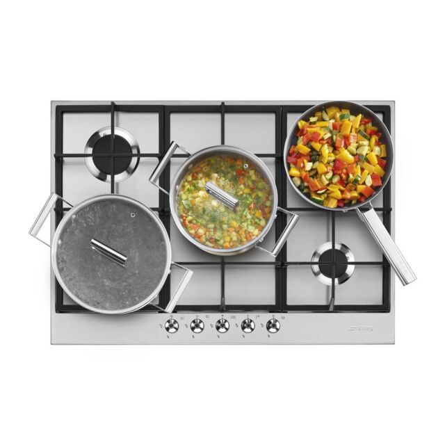 Smeg PX375 73cm Classic Gas Hob, Stainless Steel